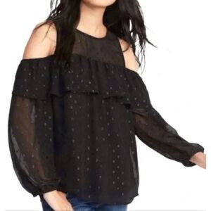 Old Navy Cold Shoulder Sparkle Top Long Sleeve Ruffles Women’s Size 2X